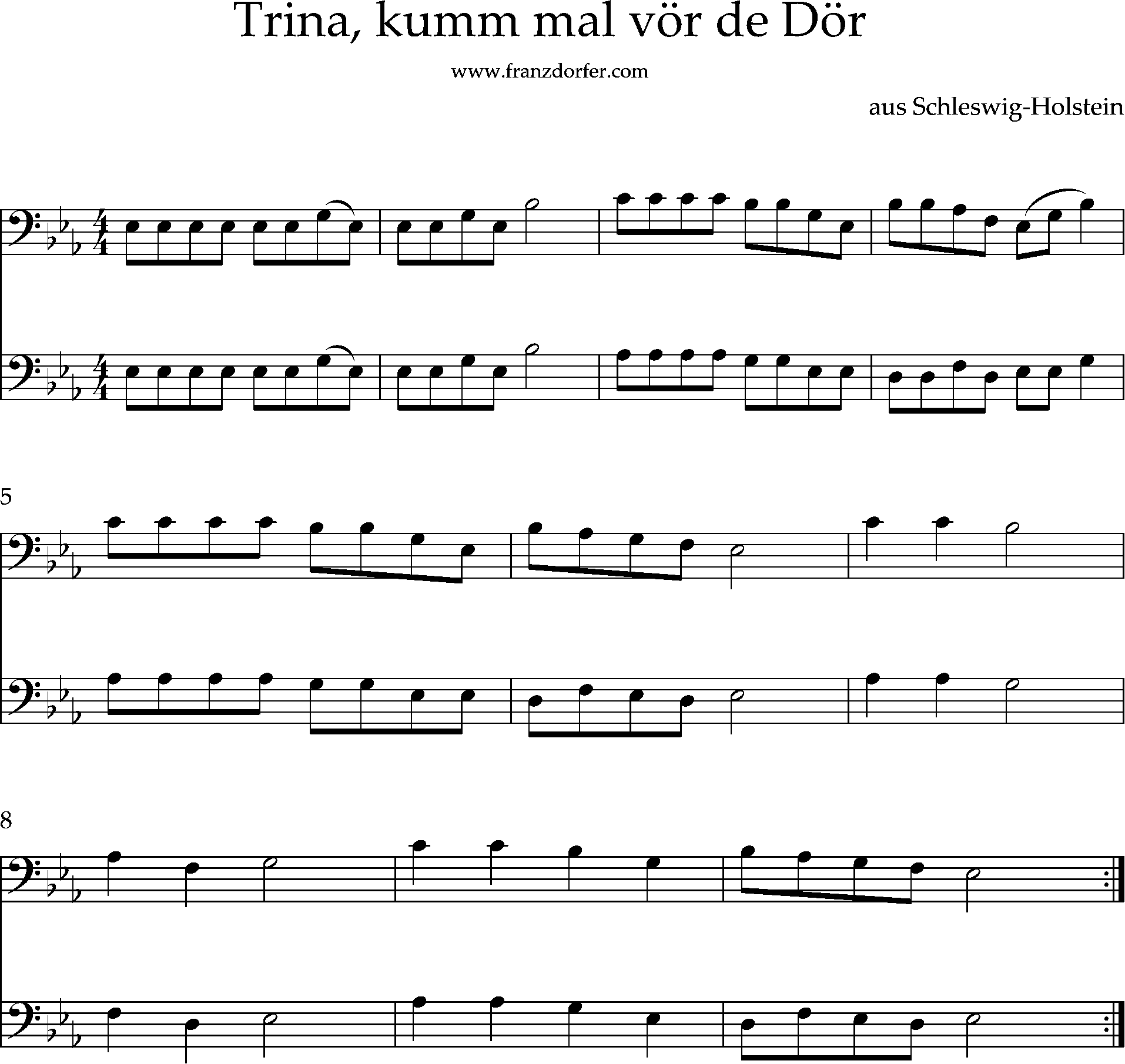 posaunennoten - eb-Dur, Trina komm mal vor die Tür
